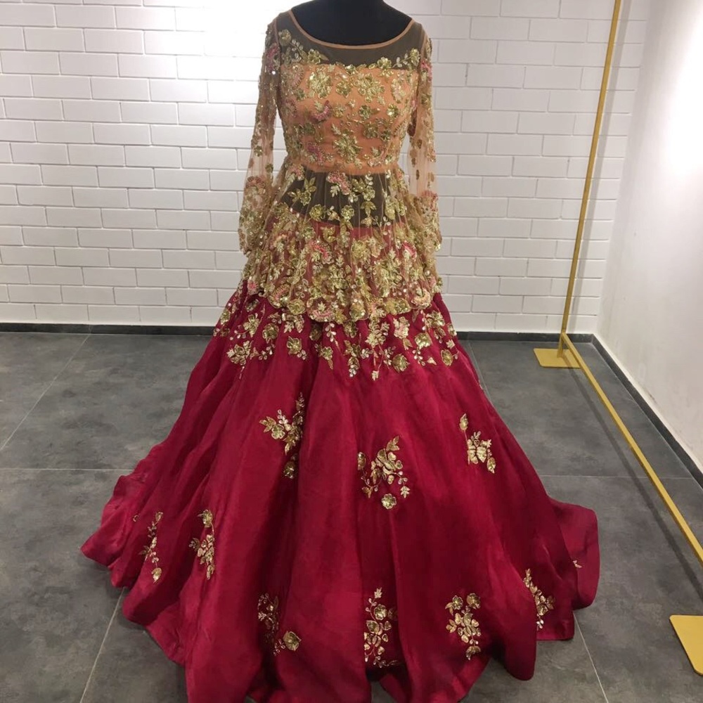 Indian Pakistani peach pink bridal lehenga